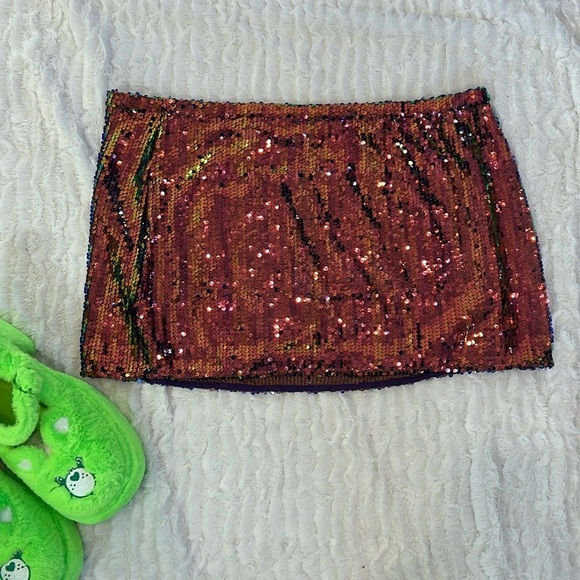 Current mood sequin rainbow ombre, mini skirt plus size 1X new w/o tag - Picture 1 of 4